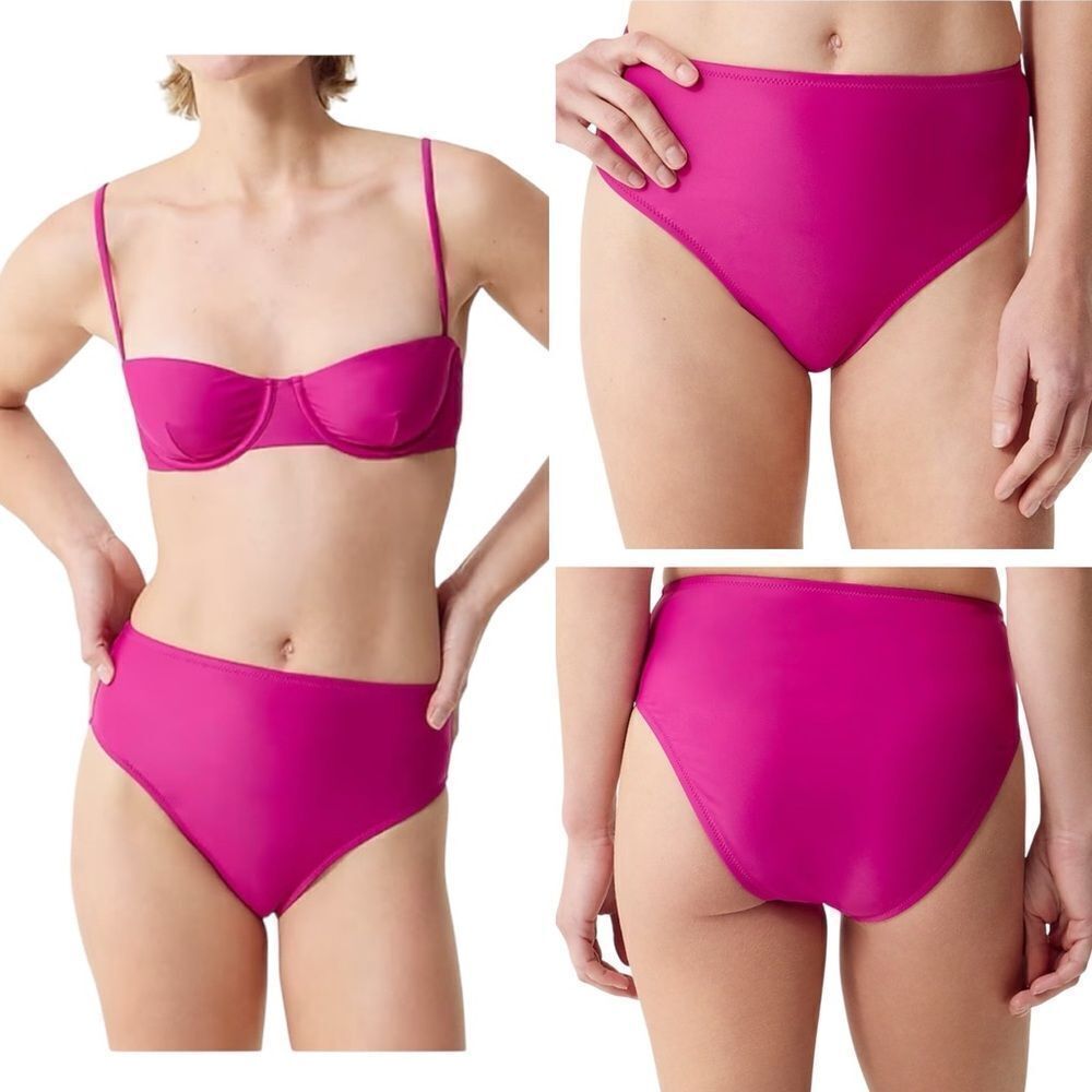 J Crew Radiant Fuchsia Hallie High Rise Bikini Bottom Sz XS NWT